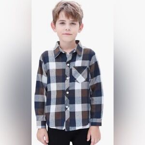 SANGTREE Boys Plaid Flannel Shirt Long Sleeve Button Down Shirt